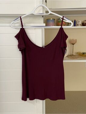 Deep Purple Cold-Shoulder Ribbed Top